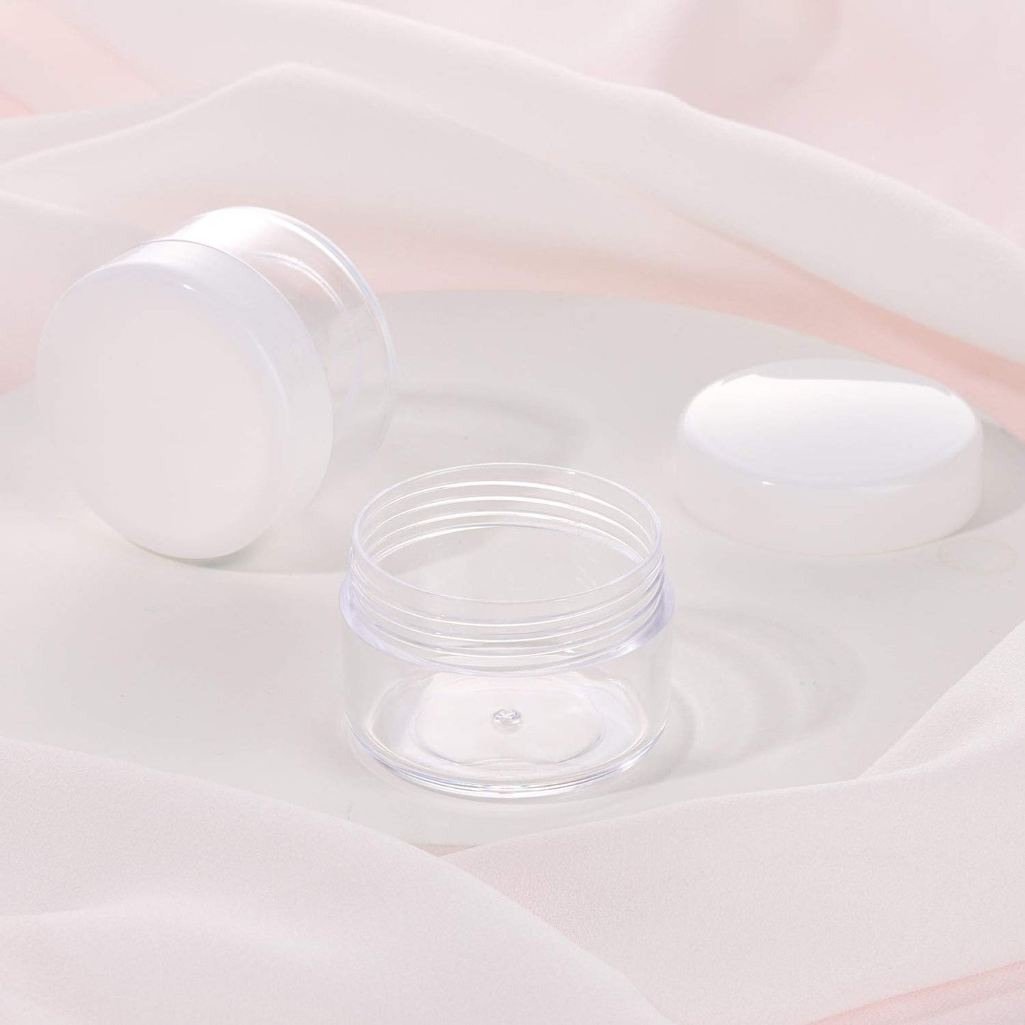 100 Count Empty Makeup Jars 15g Cosmetic Containers with Lids Leak Proof Sample Containers Refillable Plastic Containers - White-Velvo Beauty