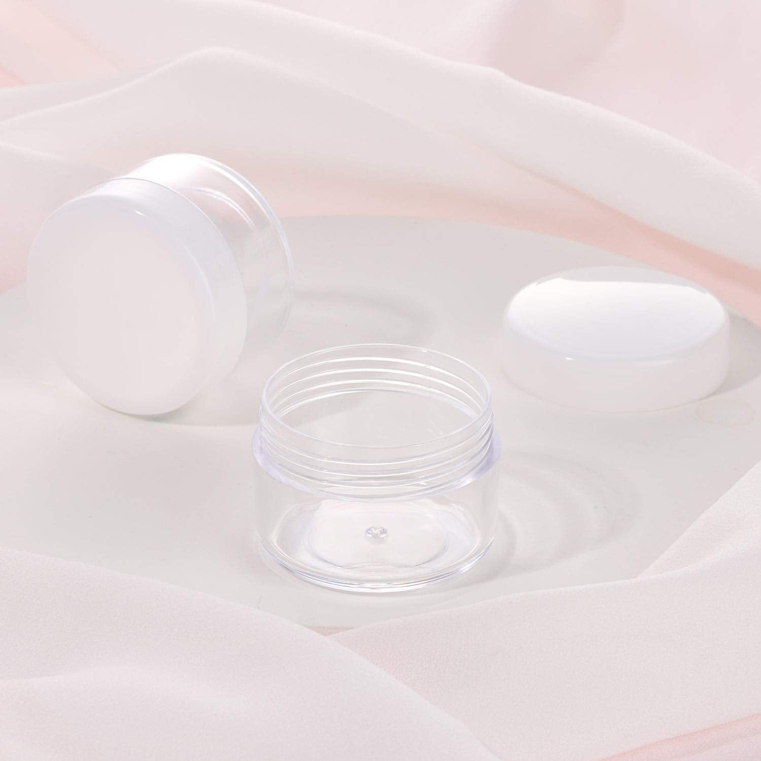 100 Count Empty Makeup Jars 15g Cosmetic Containers with Lids Leak Proof Sample Containers Refillable Plastic Containers - White-Velvo Beauty