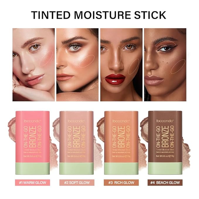 Multi-Use On The Go Bronzer Stick, Cream Contour Stick, Highlight Facial Stick Makeup, Glow Bronzer Stick for Women, Long-lasting Tinted Stick (2# Soft Glow)-Velvo Beauty