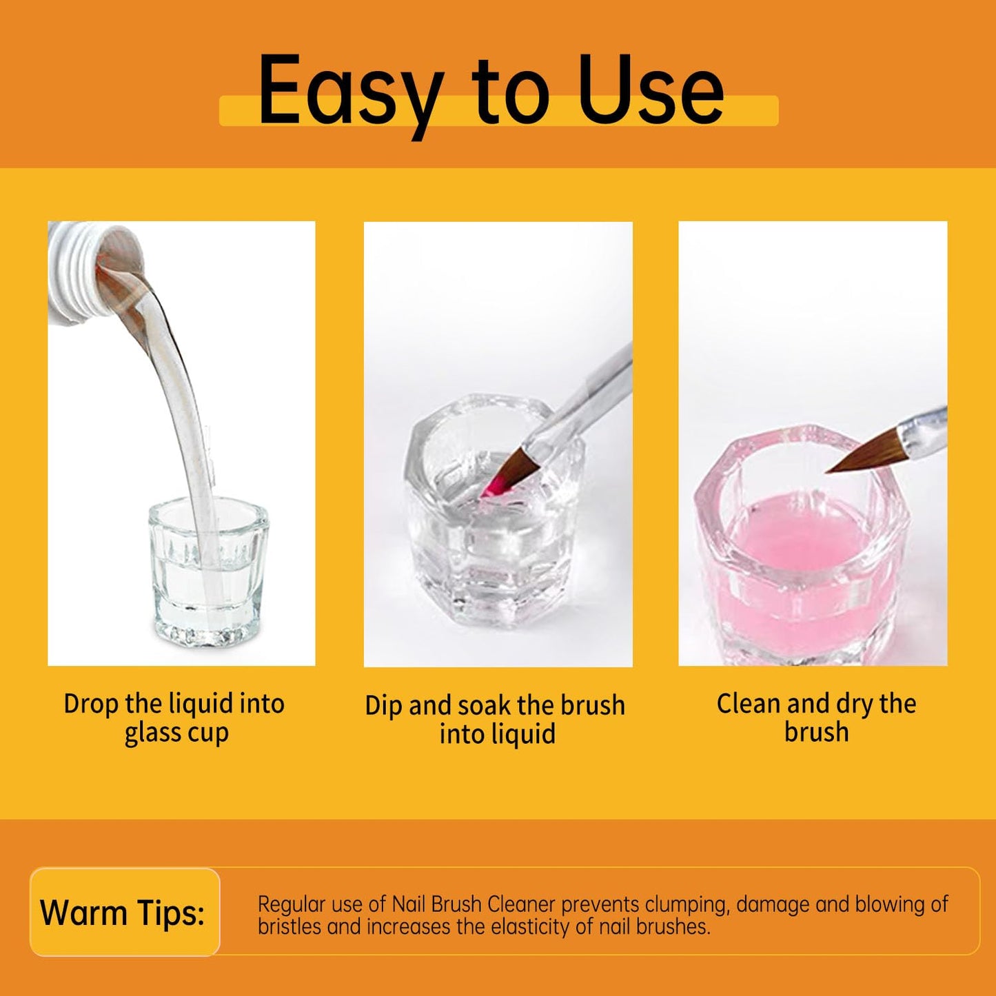 Nail Brush Cleaner & Restorer Nail Brush Clean Solution Quickly Clean Nail Brushes Gel Nail Brush Cleaner Kit with Glass Cup Nail Cleaning pads for DIY Salon at Home 4 Fl.Oz-Velvo Beauty