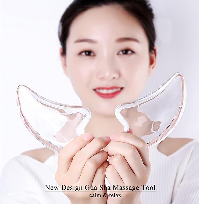 Transparent Gua Sha Facial Tools Natural Resin Face Massage Tool, Body Gua Sha Lymphatic Drainage Massager Fascia Blaster for Cellulite Remove Skin Care, Relieve Muscle Tension and Jawline Sculpting-Velvo Beauty