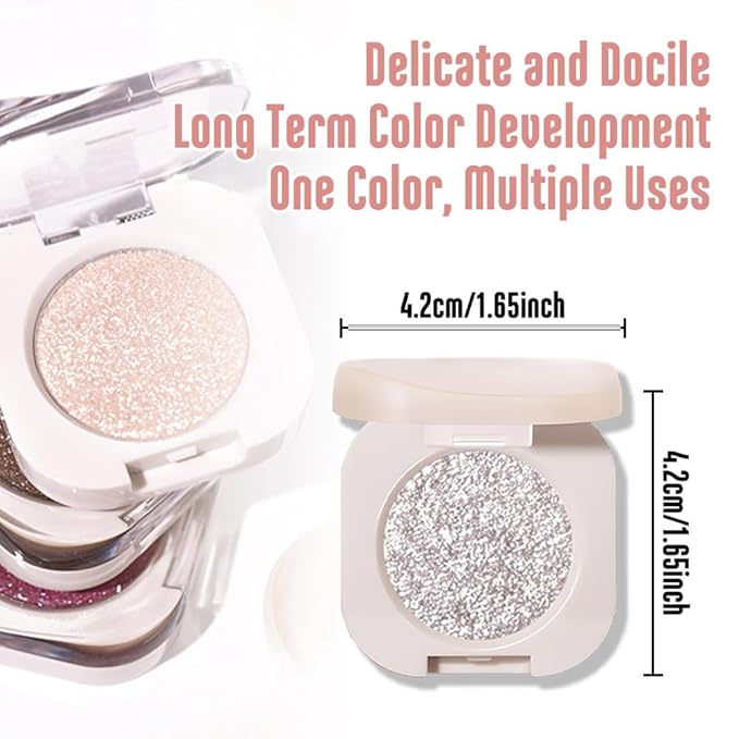 Monochrome Glitter Eyeshadow - Slive Shimmer Eye Shadow, Talc-Free, Paraben-Free, Cruelty-Free, Long-Lasting Single Eyeshadow Palette for Everyday & Special Occasions 12#-Velvo Beauty