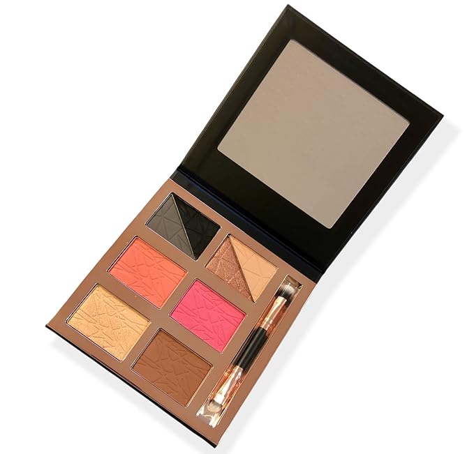 Luxe Light & Loaded Multi-Use Palette | 4-in-1, Eyeshadow, Blush, Contour, Highlight | Mix colors for Custom Blends | Includes Mirror and Dual Brush-Velvo Beauty