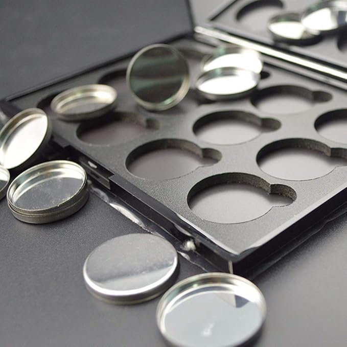 50 Pieces Empty Round Metal Tin Palette Pans Round Metal Pans Cosmetic Eyeshadow Pans for Eyeshadow Palette for Magnetic Makeup Palette, 26mm Diameter 3.5mm Height-Velvo Beauty