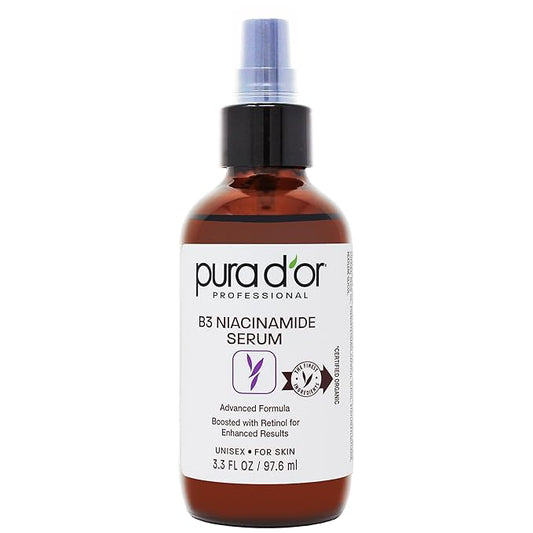 PURA D'OR 3.3 Oz B3 Niacinamide Advanced Facial Serum - Skin Care Formula with Retinol For Wrinkles, Hydration & Radiant Complexion - All Skin Types, Hypoallergenic - Women & Men-Velvo Beauty