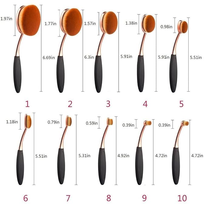 Yoseng Makeup Brushes Set 10Pcs Professional Oval Toothbrush Foundation Cream Contour Powder Blush Conceler Eyeliner Blending Brush New Fashionable Super Soft Cosmetic Brushes Tool with Box(Rose Gold)-Velvo Beauty