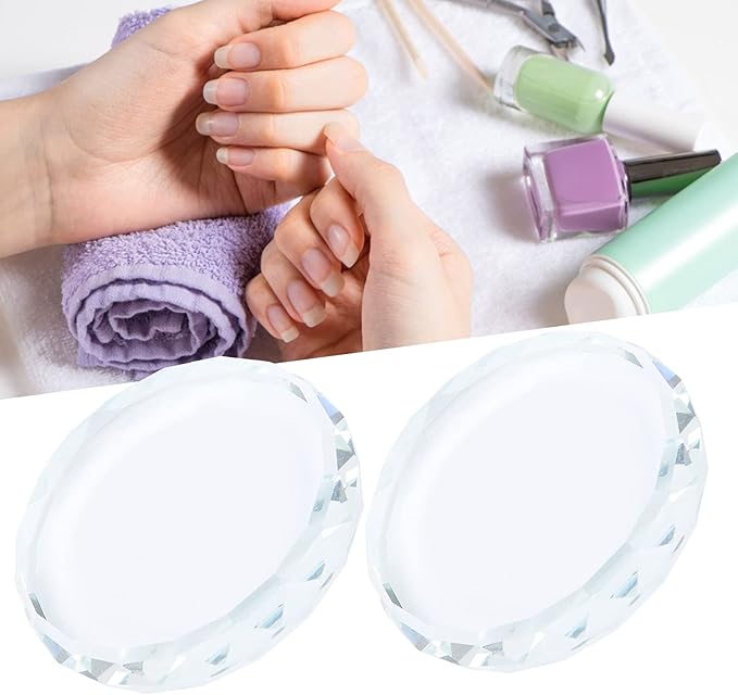 Nail Art Palette, 2pcs Nail Art Palettes Color Mixing Tool for DIY Makeup Mixing Palette Drawing Color Dish Toning Glass Nail Tips Painting Tray False Eyelash Glue Hold Makeup Pallet-Velvo Beauty