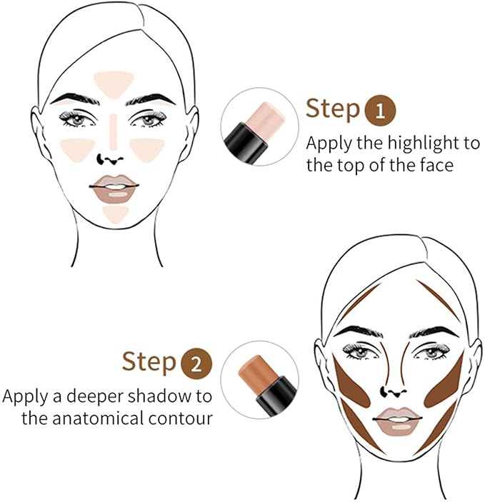 Double-End Contour Highlighter Stick, Contour Stick,Face Highlighter, Contour Makeup Contouring Sticks Cream Concealer (6)-Velvo Beauty