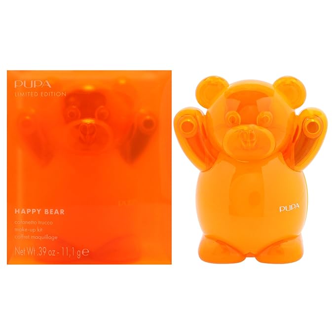 Pupa Milano Happy Bear Makeup Kit, 004 Orange, 0.39 oz - Makeup Gift Set - Makeup Palette - Blush - Eyeshadow - Highlighter - Lip Gloss - Face Makeup-Velvo Beauty