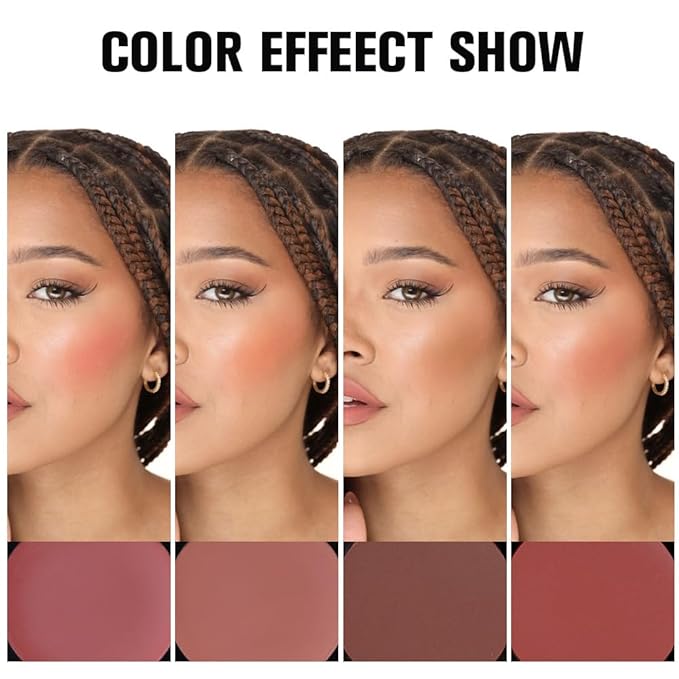 Matte Blush Cream Quads Makeup Palette, Blushes for Older Women Lip and Cheek Dual Blush Palette, Natural Lasting Pinkish Light Peach Light Brown and Orange Red, Paleta de rubor 4 colores-Velvo Beauty