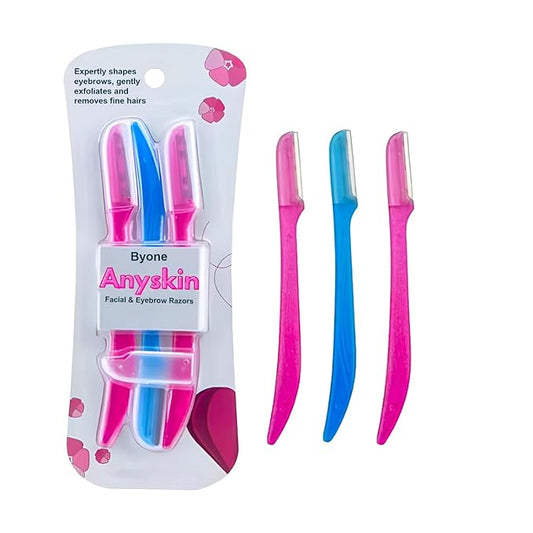 BYONE Razor, Face Razors for Women, Facial Hair Removal, Dermaplaning Tool, Exfoliator & Shaver for Smooth Skin, Microblades, Peach Fuzz Remover Eye Brow Trimmer, Eyebrow Blades, Beauty Shavers-Velvo Beauty