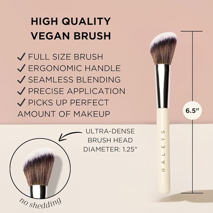 HALEYS Contour Brush VEGAN + CRUELTY-FREE, Angled & Tapered with Fluffy Bristles, Ideal for powder, cream, liquid, Use with blush, contour, bronzer, Sustainable Wood-Velvo Beauty