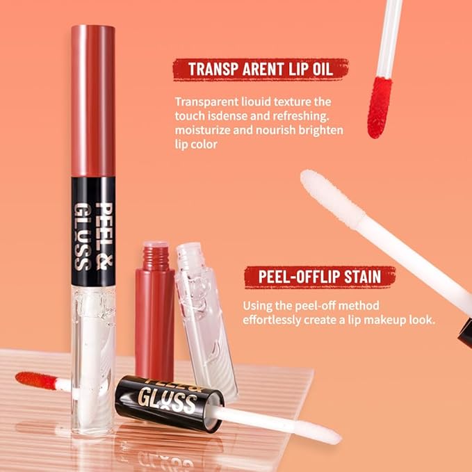 3Pcs Peel Off Lip Gloss Tattoo and Lip Oil, Lip Stain Peel Off Masque - Peel Off Lip Tint ,Long Lasting Waterproof Transfer-proof Lip Mask Lip Gloss Peel Off Lip Liner,Stay Lip Makeup 03#+05#+07#-Velvo Beauty