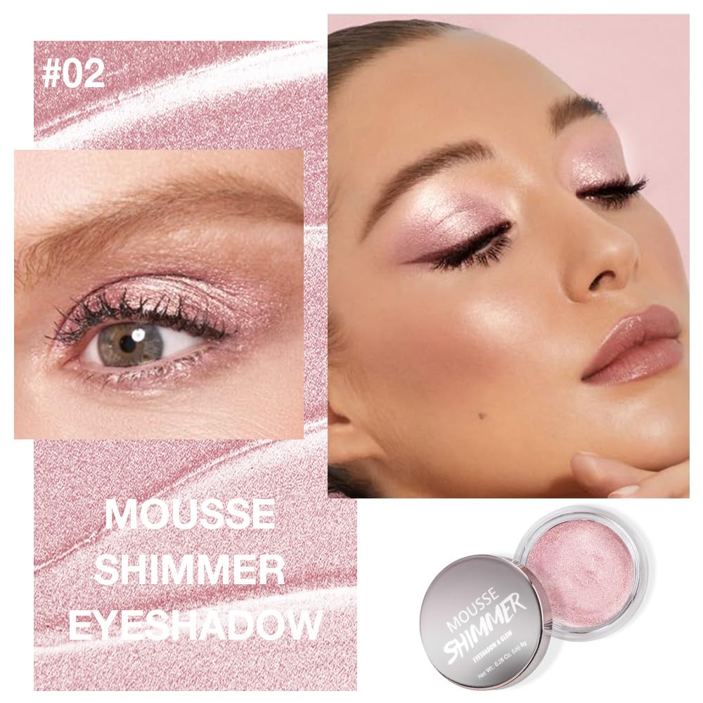 Cream Glitter Pale Pink Shimmer Metallic Eyeshadow Palette Makeup, Natural Single Mini Instant Holographic Eyeshadow For Women, Sombras Crema Para Ojos, Talc, Paraben & Cruelty Free-Velvo Beauty