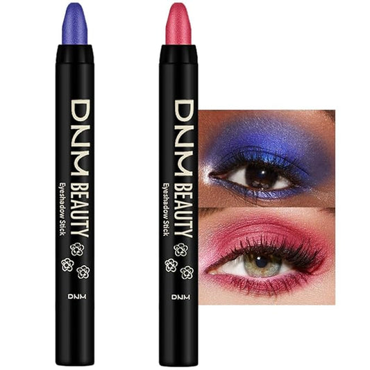 evpct 2Pcs Cream Eyeshadow Sticks Set for Eyes Waterproof, Blue Shimmer & Red Shimmer Matte Eye shadow Stick Pencil Pen Bulk sombras en crema para ojos 32+35-Velvo Beauty