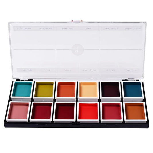12-Color Complexion Alcohol-Activated Palette, Professional Quick Drying Waterproof SFX Makeup, Tattoo Cover-Velvo Beauty