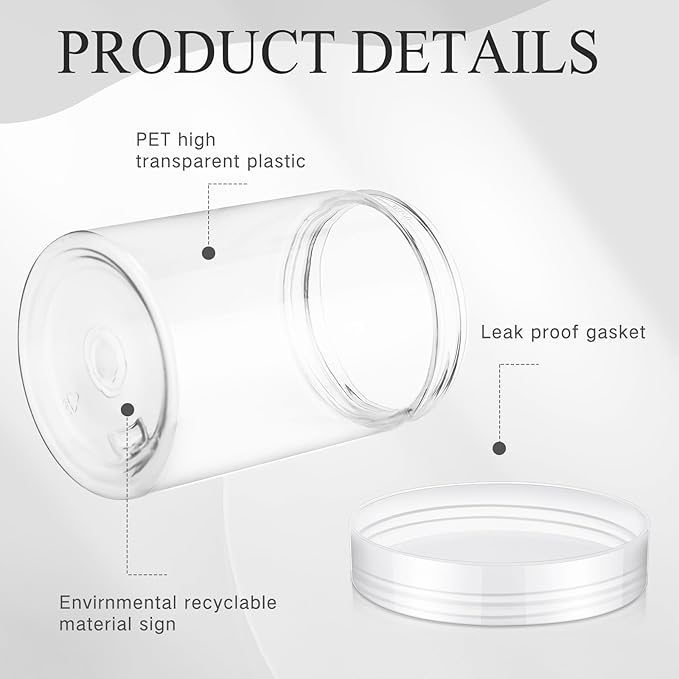 SATINIOR 24 Pieces Empty Clear Plastic Jars with Lids Round Storage Containers Wide Mouth for Beauty Product Cosmetic Cream Lotion Liquid Butter Craft and Food(Clear Lid,10 oz)-Velvo Beauty