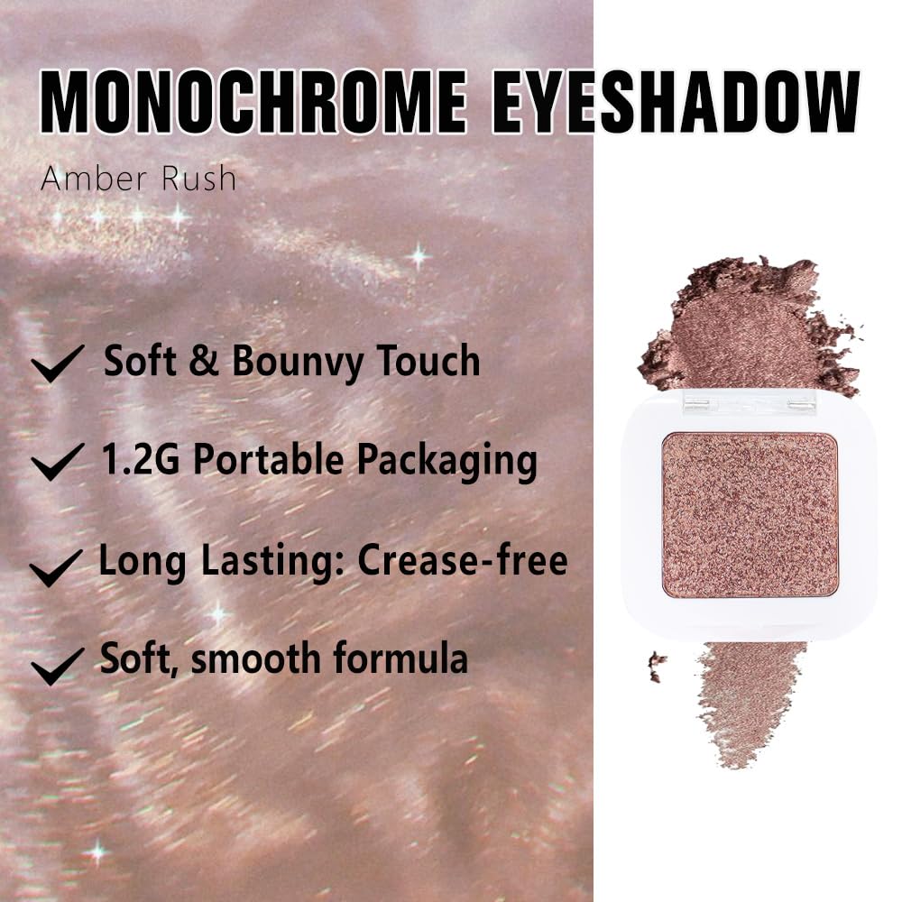 Brown Shimmer Single Eyeshadow Makeup Palette, Natural Brown Single Eye Shades, Mini Travel Palette for Women, Everyday Eyeshadows Makeup 21#-Velvo Beauty