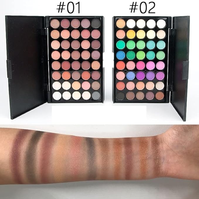 40 color Highly Pigmented Eye Makeup Palette, Matte Shimmer Metallic Eyeshadow Pallet Long Lasting Blendable Natural Colors Make Up Eye Shadows Cosmetics Gift Kit (E01)-Velvo Beauty