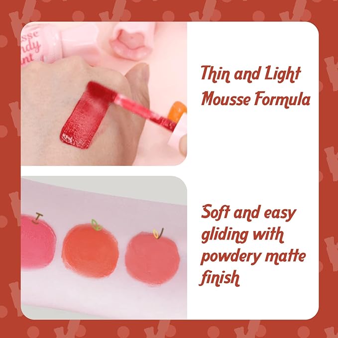 THESAEM Saemmul Mousse Candy Tint #9 Peanut Mousse - High Pigment Matte Finish Long Lasting Lip Stain with Honey Extracts to Hydrate Lips - Weightless & Smudge-Proof, 0.3 fl.oz.-Velvo Beauty