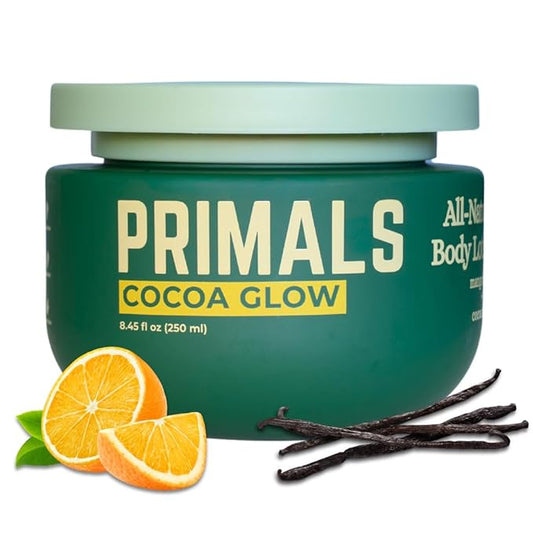 PRIMALS All Natural Body Lotion - Cocoa Butter & Mango Butter - 100% Naturally Derived Ingredients - Alcohol Free, Artificial Fragrance Free, Paraben Free, Petroleum Derivative Free - 8.45 oz-Velvo Beauty