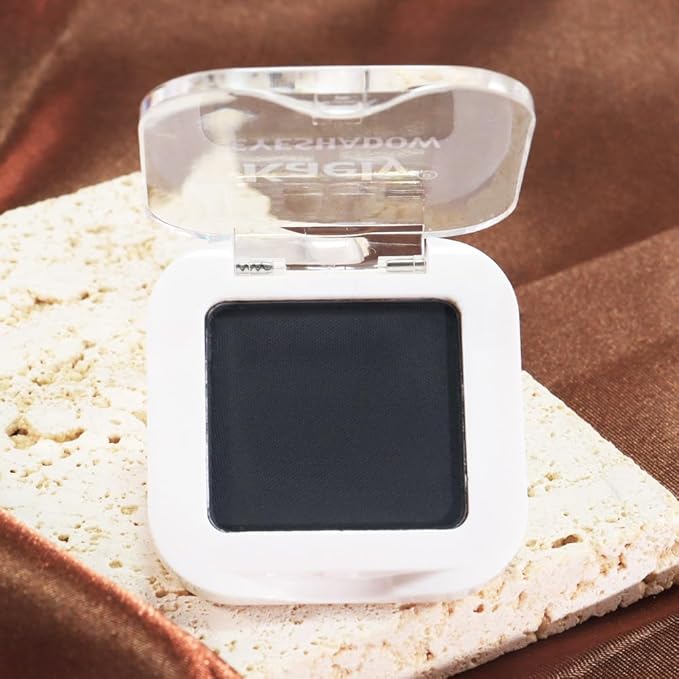 Buildable Matte Eyeshadow Makeup Palette Single - Black Shades | Creamy Pressed Powder for Easy Blending | Mini Travel Palette for Women | Everyday Natural Eye Makeup-Velvo Beauty