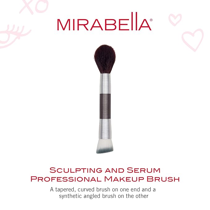 Mirabella Perfecting & Sculpting Duo Foundation Brush, Professional Makeup Brush Collection, Cruelty-Free Synthetic Bristle Brush, Hand-Sculpted Brushed Aluminum Handle Blending Brush for Makeup-Velvo Beauty
