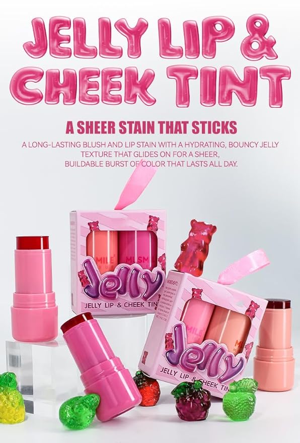 2 Pcs Milk Jelly Blush, Milk Cooling Water Jelly Tint, Vivid Color Water Jelly Tint Milk Blush, Sheer Eye Lip & Cheek Stick Stain, Long Wearing, Watercolor Finish Lip Gloss for Women, 01&02-Velvo Beauty