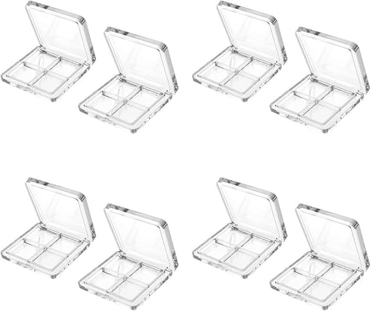 Beaupretty 8 Pieces Empty Eyeshadow Pallet 4 Grids Eye Shadow Lipstick Storage Case Box Clear Makeup DIY Cosmetic Organizer Container-Velvo Beauty
