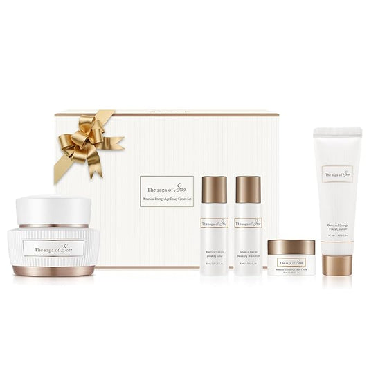Sooryehan SAGA OF SOO BOTANICAL ENERGY AGE DELAY CREAM GIFT SET (150 ml / 5.07 Fl Oz) - Korean Skin Care by LG BEAUTY. Botanical Energy Cream, Boosting Toner, Balancing Moisturizer, Foam Cleanser.-Velvo Beauty