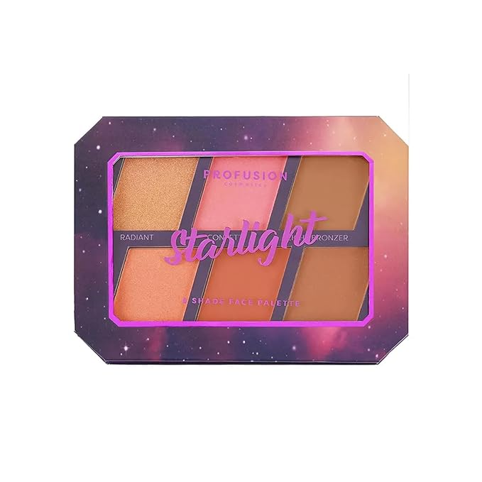 Profusion Cosmetics Euphoric Glam Starlight Face Palette, Illuminate Your Beauty With Effortless Contouring and Glowing Perfection, Create Radiant Makeup Looks With Vibrant Pigments-Velvo Beauty