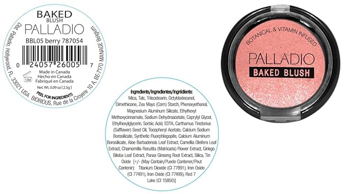 Palladio Baked Blush, Highly Pigmented Shimmery Formula, Easy to Blend and Highly Buildable, Apply Dry for a Natural Glow or Wet for a Dramatic Luminous Look, Long Lasting for All day Wear, Berry-Velvo Beauty