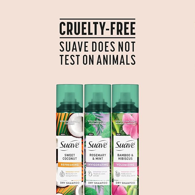 Suave+ Dry Shampoo Spray Variety 3-Pack – Invigorating Rosemary & Mint, Volumizing Bamboo & Hibiscus + Refreshing Sweet Coconut, 4.3 Oz Ea-Velvo Beauty
