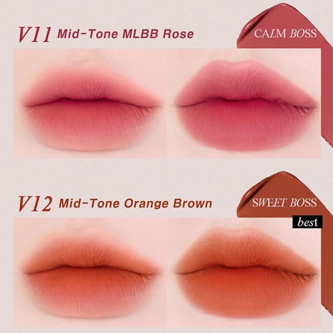 BBIA Last Velvet Tint - Soft & Creamy Matte Finish Lip Stain, Blur Effect with Velvety Texture, Long-Lasting, High Pigment, Lightweight, Non-Drying, Vegan, Korean Lip Makeup (V15 EDGE BOSS)-Velvo Beauty