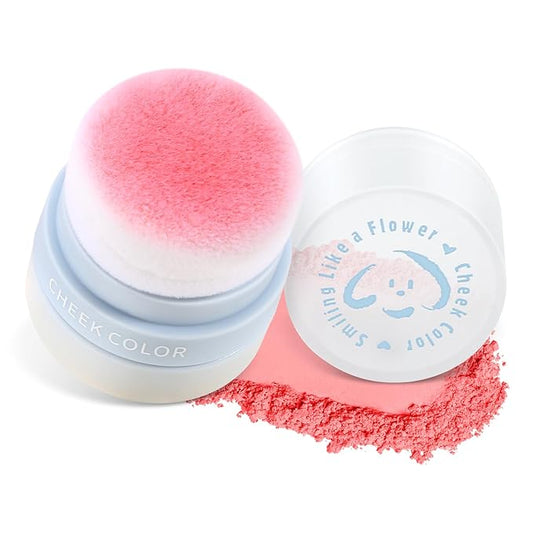 Boobeen Powder Blush for Cheeks, Air Cushion Matte Blush, Natural Highly Pigmented Blush Makeup Easy to Blend, Loose Blush Compact Long-lasting-Velvo Beauty