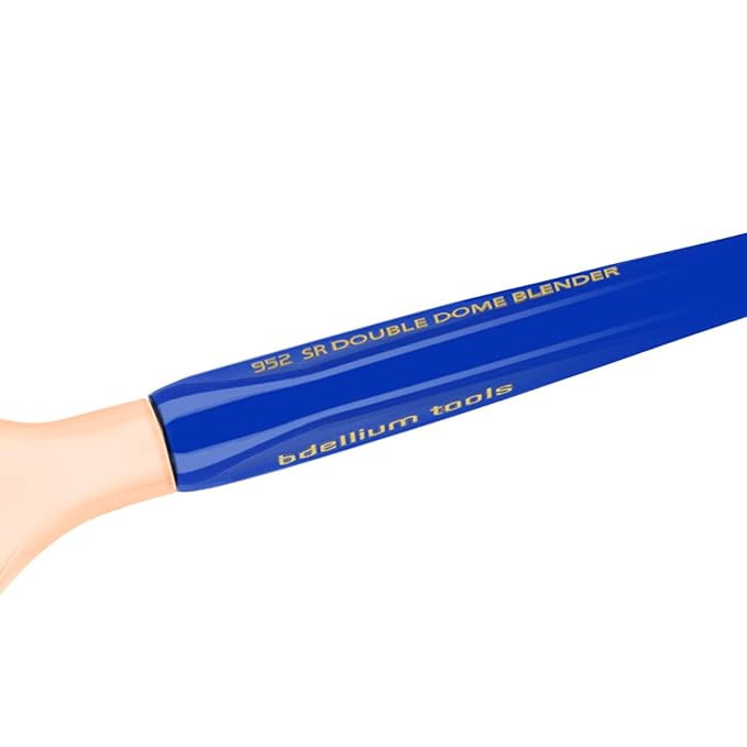 Bdellium Tools Professional Makeup Brush - Golden Triangle 952 Small Rounded Double Dome Blender - With All Vegan and Soft Synthetic Fibers, For Application & Blending (Blue, 1pc)-Velvo Beauty