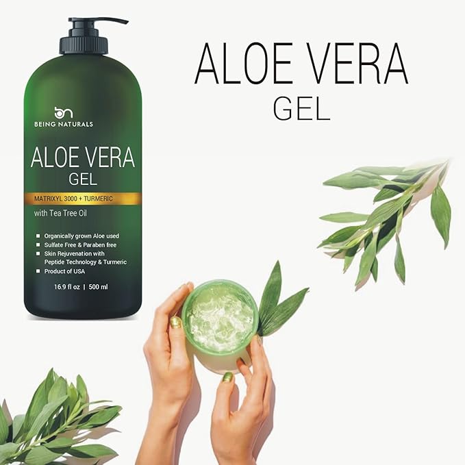 Aloe vera Gel - from 100% Pure Organic Aloe Infused with Matrixyl 3000 (Peptides), Turmeric - Natural Raw Moisturizer for Face, Body, Hair. Perfect for Sunburn, Acne, Razor Bumps 16.9 fl oz-Velvo Beauty
