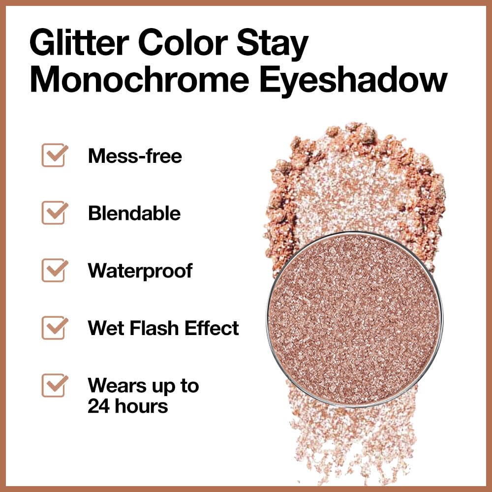 Champagne Rose Gold Monochrome Shimmer Eyeshadow Palette Makeup,Long Lasting Naturing-Looking Lightweight Glitter Single Eyeshadow,Neutral Powde Eye Shadow for Older Women-Velvo Beauty