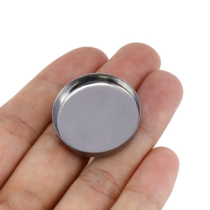 Pack of 30 Empty Round Metal Pans 26mm Eyeshadow Palette Pans Replacement for Magnets Makeup Palettes (5mm Height) Silver-Velvo Beauty
