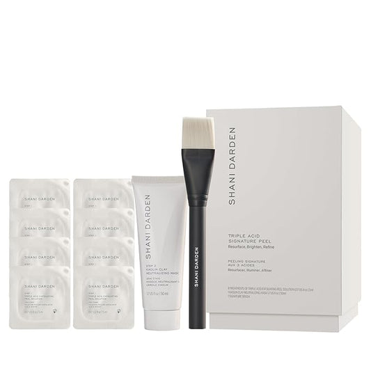 SHANI DARDEN SKIN CARE Triple Acid Peel, 2-Step Exfoliating Face Peel with Mandelic, Lactic & Glycolic Acids, Kaolin Clay Neutralizing Mask & Brush, Helps Improve Dark Spots & Skin Texture, 1.69 fl oz-Velvo Beauty