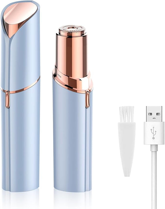 Facial Hair Removal for Women, Mini Hair Remover, Electric Razor Shaver Portable Bikini Epilator for Lips, Chin, Armpit, Peach Fuzz, Fingers, Neck, Cheek and USB Rechargeable (Blue)-Velvo Beauty