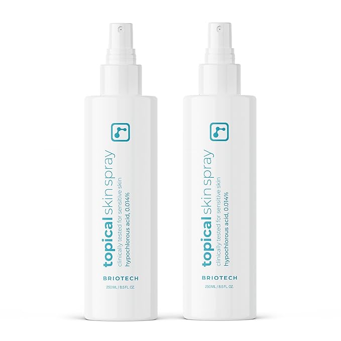 BRIOTECH Topical Skin Spray, Hypochlorous Acid Spray for Sensitive Skin, HOCl Facial Mist, Full Body Support Against Irritation, Calm Redness, Soothe Foot & Scalp, 8 oz (2 Pack)-Velvo Beauty