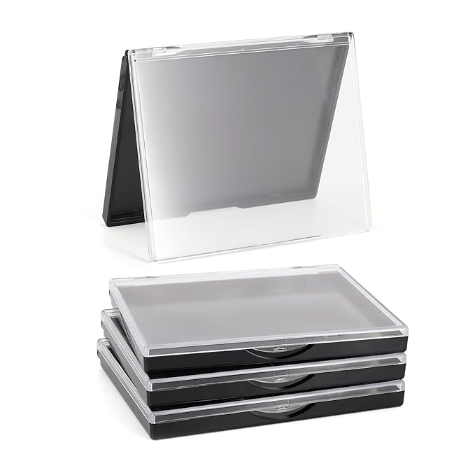 AJLTPA Magnetic Makeup Palette with Clear Top, 3Pack Empty Eyeshadow Pan Dispensing Storage Box with 60Pcs Adhesive Metal Stickers for DIY Cosmetics Lipstick Blush Powder-4.8" x 4"Palette-Velvo Beauty