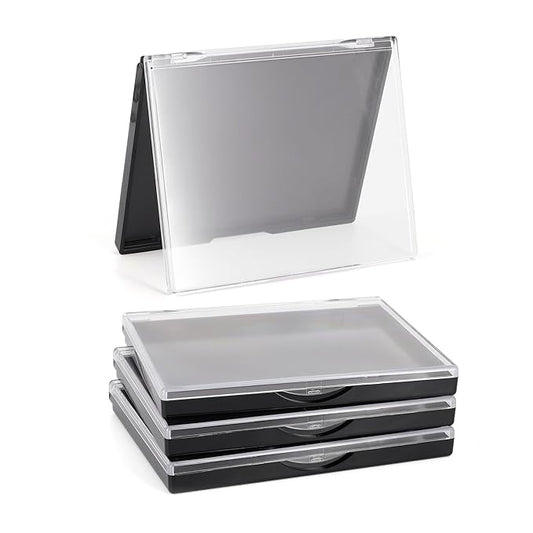 AJLTPA Magnetic Makeup Palette with Clear Top, 3Pack Empty Eyeshadow Pan Dispensing Storage Box with 60Pcs Adhesive Metal Stickers for DIY Cosmetics Lipstick Blush Powder-4.8" x 4"Palette-Velvo Beauty