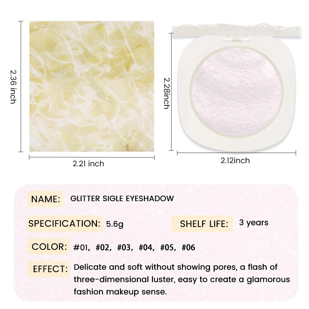 Light Pink Shimmer Glitter Sparkling Monochrome Eyeshadow Palette,Metallic Single Eye Shadow Palette for Older Women,Long Lasting Naturing-Looking Eye Makeup-Velvo Beauty