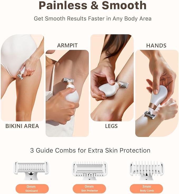 Mini Bikini Trimmer for Women - Intimate Pubic Hair Removal, Electric Body Groomer, Small Portable Wet/Dry Shaver, Magnetic Blade, USB-C Rechargeable with Travel Case, Easy to Clean (White)-Velvo Beauty