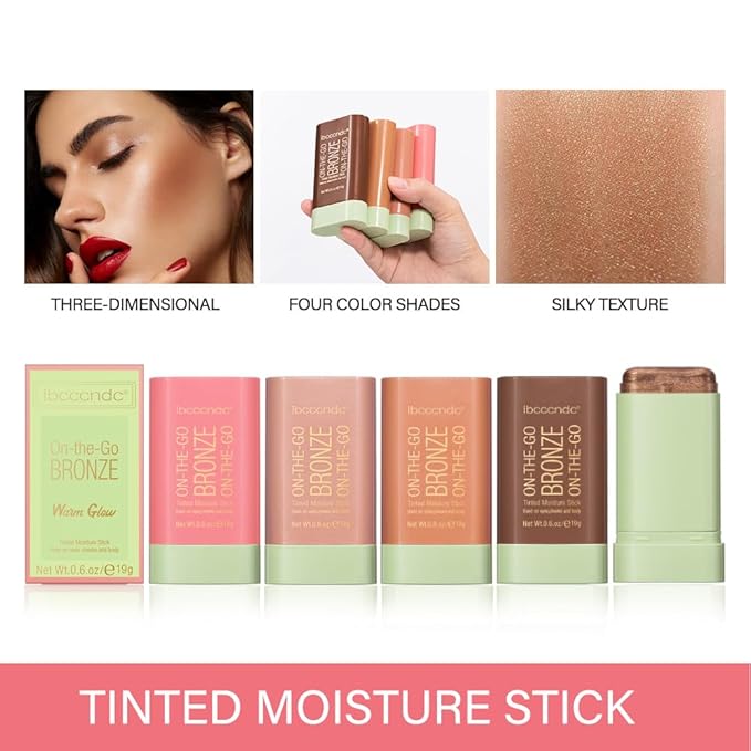 UNYOKE Soft Creamy Highlighter Blush Stick,Smooth Shimmer Bronzer Stick,Long Lasting Waterproof Blush Illuminator Luminizer,Blendable Natural Glow Makeup Cream Blush Highlight 0.6 Oz(03# Rich Glow)-Velvo Beauty
