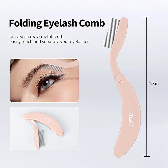 Eyelash Comb MSQ Eyelash Separator Tool Eyelash Comb Separator Folding Eyelash Brush Separator Lash Comb for Eyelash Makeup Brush (khaki)-Velvo Beauty