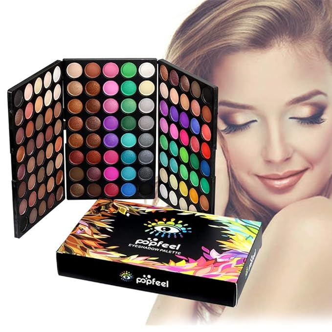 120 Colors Long Lasting Waterproof Highly Pigments Shiny Shimmers Glitter Eyeshadow Palette All in One Makeup Kits for Women Girls Holiday Make-up Gift Sets Xmas Essential Makeup Palette-Velvo Beauty