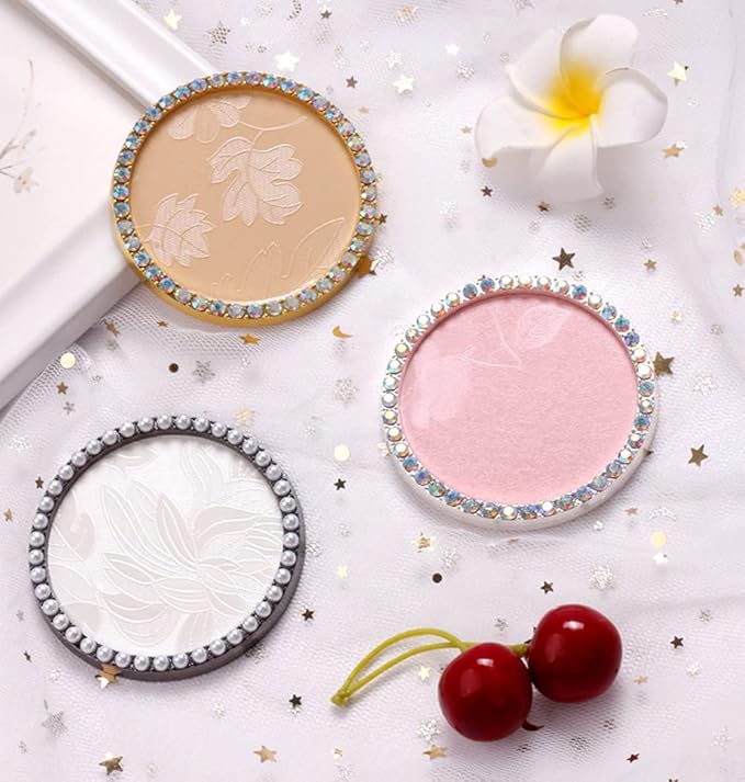 1 Pc Resin Nail Art Palette Nail Art Display Holder Round Inlay Rhinestone Makeup Palette Nail Painting Palette Gel Polish Colors Mixing Pallet (White)-Velvo Beauty